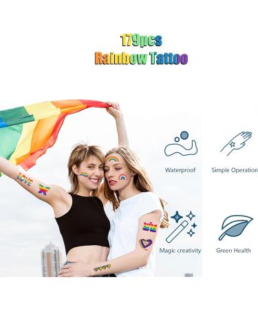 Pride Temporary Tattoos 20 Sheets 160PCS LGBT Gay Lesbian Waterproof Rainbow Pride Tattoos Stickers Decoration for Pride Parades Party Supplies - Buy Online on GoSupps.com