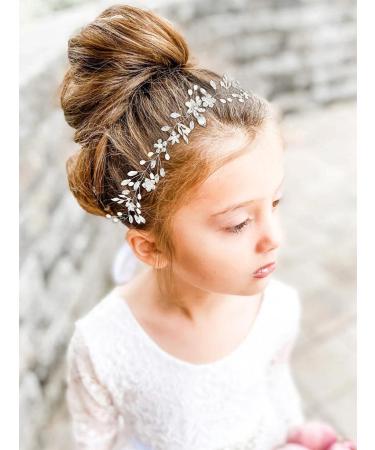 GORAIS Silver Crystal Bride Wedding Hair Vine Headband with Pearls - Bridal Flower Headpiece for Women and Girls - Buy Online on GoSupps.com