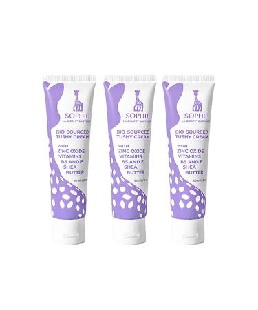Sophie la Girafe Babycare Tushy Cream - Nourishing Hydration for Strong Happy Skin - Soothes Redness Irritation and Rash - with Shea Butter - 2 oz - Pack of 3