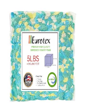 EUROTEX Bean Bag Filler w/Shredded Memory Foam Filling - Pillow Stuffing Material for Couch Pillows  Cushions  Bean Bag Refill Filling  & More Poly Fil/Polyfill Stuffing Needs (5 Pounds)