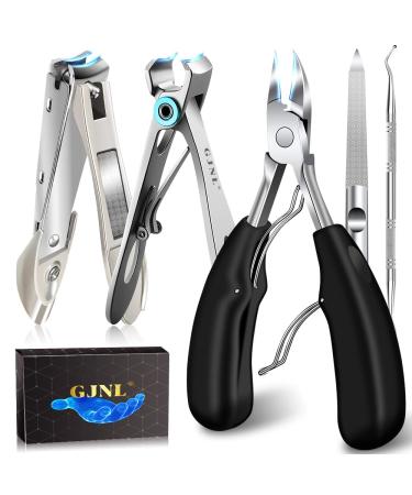 Toenail Clippers for Seniors Thick Nails - Wide Jaw Opening Extra Large Toe Nail Clippers with Catcher Professional Sharp Curved Blade Heavy Duty Clipper Pro Nail Cutter for Seniors Long Handle