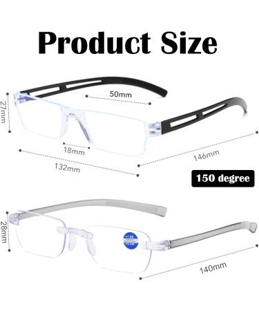 Shop Ahlma 3-Piece Anti-Blue Light Frameless Reading Glasses - Unisex Lightweight 150 Degrees - Protect Your Eyes While Reading! - Buy Online on GoSupps.com