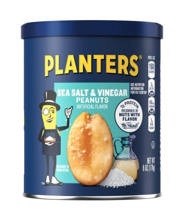 Planters Sea Salt & Vinegar Peanuts (8 ct Pack, 6 oz Canisters)