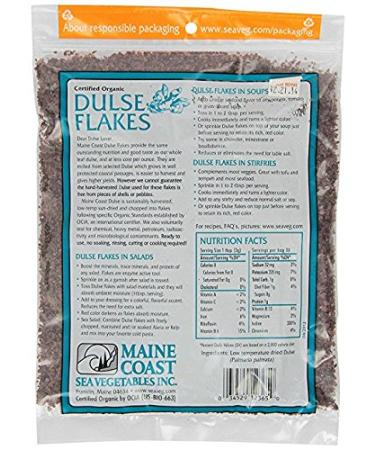 Certified Organic Dulse Flakes - Pure Vegan Sea Vegetables from Maine Coast - 4oz (Pack of 2) - Buy Online on GoSupps.com
