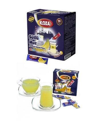 Koza banana milk instant beverage powder stick individually packaged 50 pack |Powder for hot or cold drink |Turkish tea |Ice Tea powder |Iced tea |Fruit tea |Cay |Teepulver |Milk banana