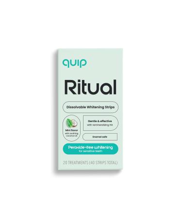 quip Ritual Dissolvable Whitening Strips - Peroxide-Free for Sensitivity - Fast-Acting 15-Min Results - Whitens Over Time - Mint Flavor - Soothing Coconut Oil - Kind to Enamel - 40 Ct
