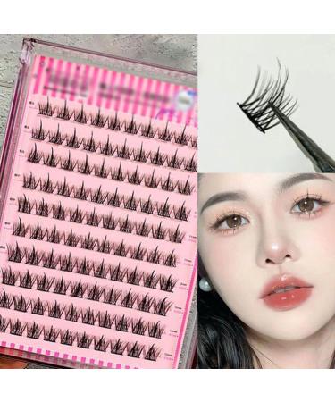 Swarous Waterproof Glue Free Realistic False Eyelashes Swarous Waterproof Lash Clusters Kit Natural Look Wispy Lashes Self Adhesive Lashes Contact Lens Friendly Reusable Strip Lashes (A)