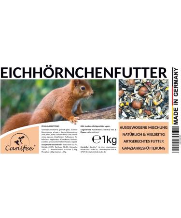 Canifee Squirrel Food 1kg - Species-Appropriate Wildlife Feed Mix with Hazelnuts - Year-Round Nutrition for All Squirrels - Premium Quality - Buy Online on GoSupps.com