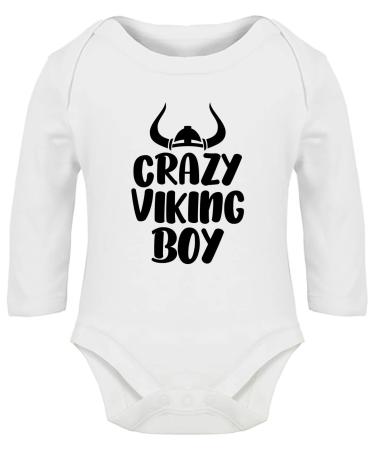 Hippowarehouse Crazy Viking boy Baby Vest Bodysuit (Long Sleeve) Boys Girls