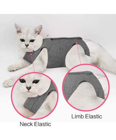HEYWEAN Cat Abdominal Wound Recovery Collar | Skin Disease Protection & E-Collar Alternative | Prevent Licking & Scratching | Large Dark Grey - Buy Online on GoSupps.com