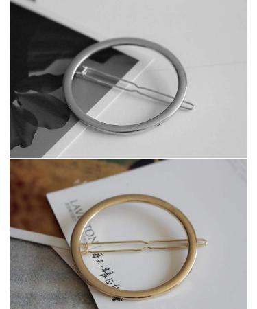 Stylish 2pcs Women's Hollow Round Geometric Metal Hair Clips - Gold & Silver - Buy Online on GoSupps.com