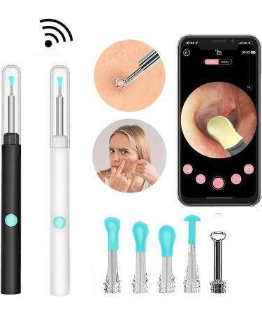 Ear Wax Removal Kit with Camera and WiFi Otoscope - 6 LED Ear Cleaner for Earwax Removal and Acne Squeezing (Black) - Buy Online on GoSupps.com