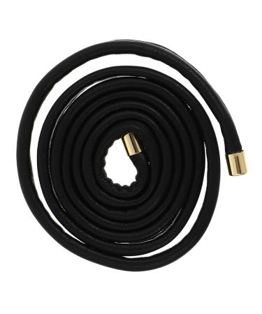 Lurrose 1 x Girls PU Leather Adjustable Hair Tie Ponytail Holder Black