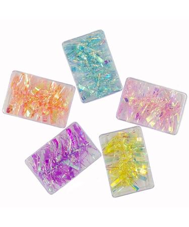 CHANGAR Aurora Glass Paper Nail Sticker Set - 5 Gradient Colors, Reflective Mirror Design, Broken Glass Stripes - DIY Nail Art Decoration - 5 Boxes - Buy Online on GoSupps.com