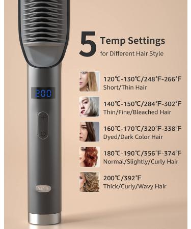 7MAGIC Hair Straightener Brush - 9 Temp Settings, Fast Heating, Anti-Scald, Auto-Off - Black Gold Women's Straightening Brush - Buy Online on GoSupps.com