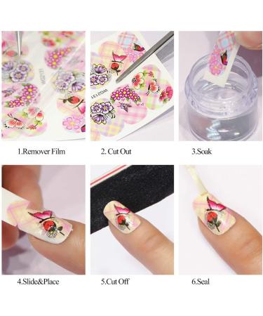 Peach Blossom Nail Art Stickers - Colorful Floral Designs for Acrylic Nails | Sakura Water Transfer Decals for Women - Manicure Tips & Decorations - 12 Sheets - Buy Online on GoSupps.com