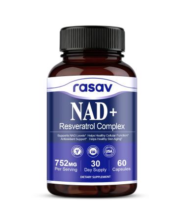 Rasav NAD Supplement 10-in-1 Extra Strength NAD Resveratrol with CoQ10 Urolithin A Green Tea Extract & ALA NMN Supplement Alternative for Women & Men