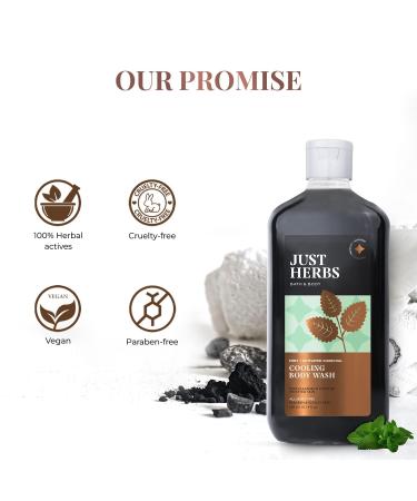 Ju-st He rb-s Deep Cleansing Cooling Body Wash with Mint & Activated Charcoal - 300ml for Men & Women | Refresh & Revitalize - Buy Online on GoSupps.com