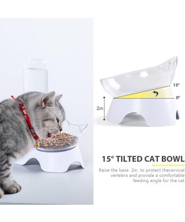 MILIFUN Double Dog Cat Bowls - Tilted Water Food Bowl Set with Automatic Waterer Bottle - Buy Online on GoSupps.com