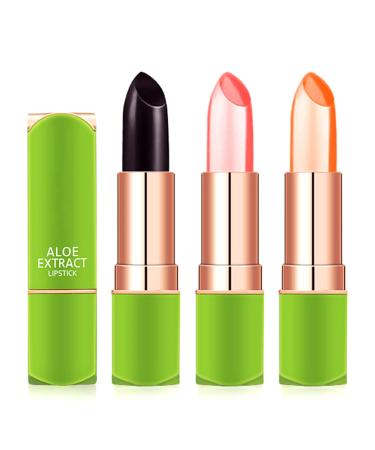Aloe Tinted Lip Balm Set 3 Pack Color Changing Lipstick Set Ph Color Change Jelly Lipstick Long Lasting Magic Lipstick Nutritious & Moisturizer Temperature Change Mood Lipstick Gift Set for Women