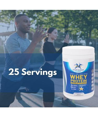 100% Grass-Fed Whey Protein Powder Vanilla by Stop Sugar Crave | 25g of Protein per Serving | BCAAs & Complete Amino Acid Profile | Non-GMO & Gluten-Free | 25 Servings - Buy Online on GoSupps.com