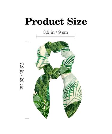 Bowknot Hair Scrunchies 6 Pack - Green Tropical Leaves Design | Hair Elastics Bands for Women - Buy Online on GoSupps.com