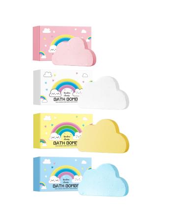 Rainbow Clouds Bain Boule De Sel Bombes De Bain Bombes De Bain Moussantes Biologiques L'apparence Des Nuages Arc - En - Ciel Relaxation Pendant Le Bain Hydrate En Douceur 4PCS