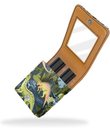 Leather Lipstick Case Organizer with Mirror | Mini Dinosaur Lipstick Holder Bag - Perfect for Travel | Shop Internationally - Buy Online on GoSupps.com