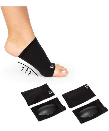 Gel Padded Arch Support Brace for Flat Feet - 2 Pairs - Plantar Fasciitis Compression Sleeves for Women & Men - Foot Pain Relief for Planter Fasciitis & Arch Pain - Black - Buy Online on GoSupps.com