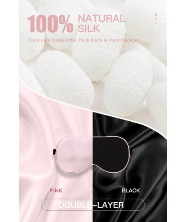 22 Momme 100% Pure Mulberry Silk Pink Sleep Mask | Adjustable Headband | Anti-Allergy | Natural Silk Eye Mask | Perfect Gift for Men and Women - Buy Online on GoSupps.com