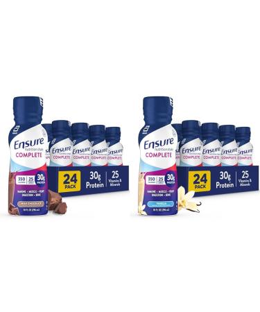 Ensure COMPLETE Nutrition Shake with 30g Protein Immune Health Nutrients Chocolate and Vanilla Flavors Pack of 24 (10 fl oz)