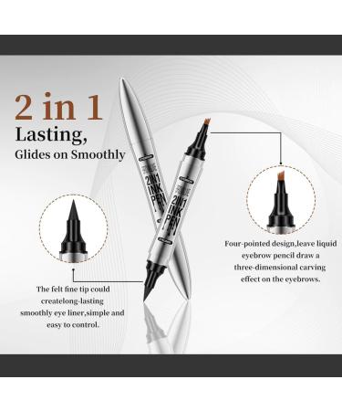 KBRPEY 3D Microblading Magic Eyebrow Pencil 2 in 1 Dual Ended Eyebrow Pencil with Fork Tip Long Lasting Waterproof Effortlessly Creates Natural Looking Brows - Buy Online on GoSupps.com