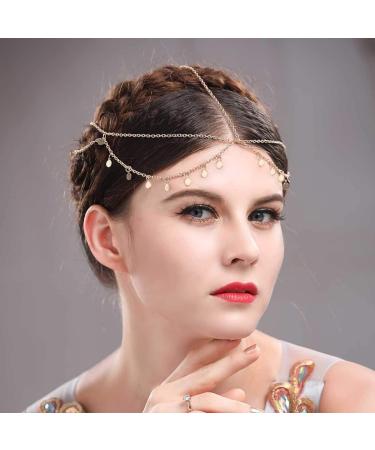 Aukmla Gold Sequins Head Chain Jewelry - Festival Halloween Hair Accessories for Women - Buy Online on GoSupps.com