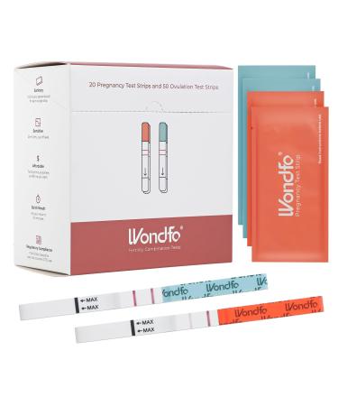 Wondfo 50 Ovulation Test Strips and 20 Pregnancy Test Strips Combo Fertility Test Kit 5MM Wide Width