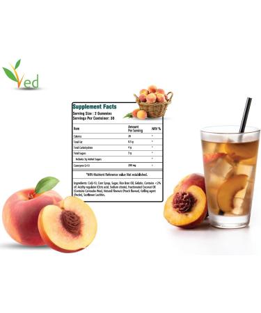 Ved CoQ10 Gummies - 60 Count Vegan & Non-GMO Natural Peach Flavor Gluten Free | Boost Energy & Heart Health - Buy Online on GoSupps.com