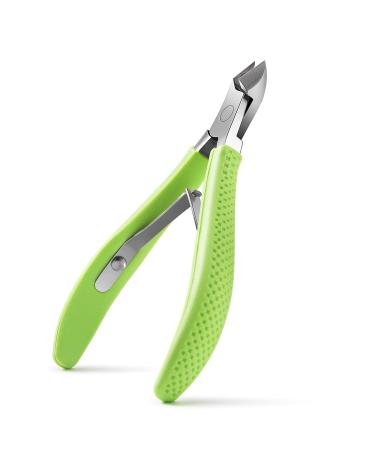 FVION Cuticle Clippers – Small Cuticle Trimmer, Rubber Coated Handle Manicure Tools – Full Jaw Cuticle Cutter for Nails (9mm) Green