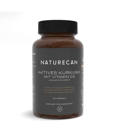NatureCan active turmeric capsules with vitamin D3 contains 500mg turmeric and 30mg active turmericidenis per capsule has a highly anti -inflammatory effect - 90 capsules