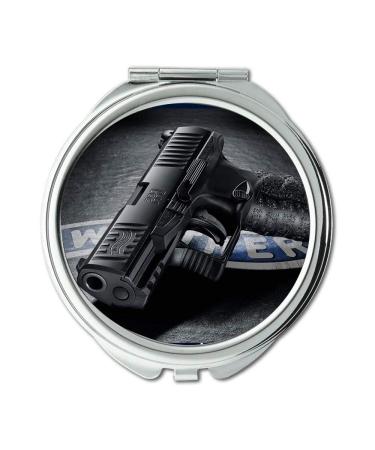 YENDOSTEEN Mirror Compact Mirror gun rack for truck Round Mirror cool gun background pocket mirror portable mirror