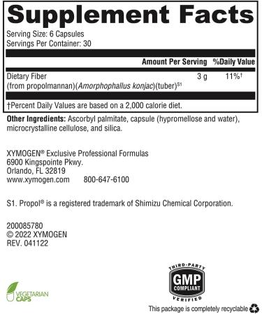 XYMOGEN OptiFiber Lean: 100% Natural Propolmannan Fiber Capsules for Satiety, Cholesterol Metabolism & Bowel Health - Buy Online on GoSupps.com
