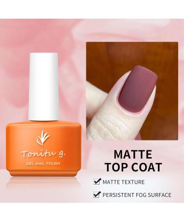 Tonitu G Gel Polish Matte Top Coat 7ml No-Wipe Matte Top Coat High Glossy Shiny Long-Lasting UV Soak Off Upgraded Formula Long-Lasting Clear Nail Gel and Acrylic Nails Home DIY and Nail Salon Matte Coat - Buy Online on GoSupps.com