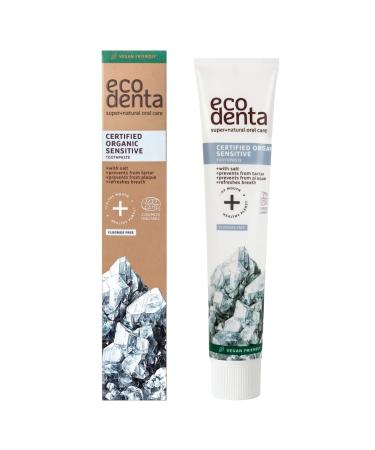Ecodenta Fluoride Free Toothpaste Sensitivity Relief 75 ml Certified Organic Toothpaste With Potassium Citrate Aloe Vera Juice Peppermint Essential Oil