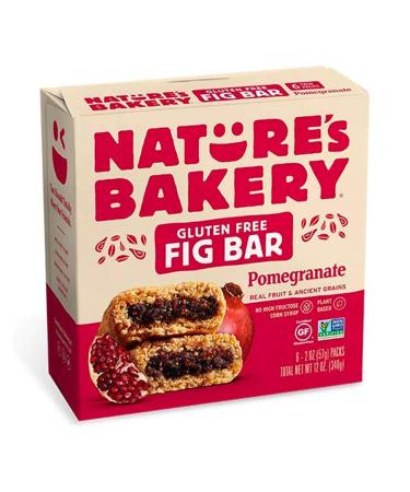 Nature’s Bakery Gluten Free Fig Bars, Pomegranate, Real Fruit, Vegan, Non-GMO, Snack bar, 1 box with 6 twin packs (6 twin packs) Pomegranate 6 Count (Pack of 1)