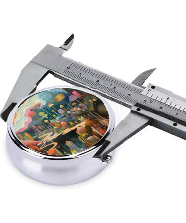 Strange Mushroom Portable Metal Pill Box - Round Mini 3-Compartment Design for Small Pills | Travel Essential - Buy Online on GoSupps.com
