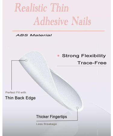 French Tip Press on Nails - Almond Medium Reusable Fake Nails - Full Cover Black Artificial Nails for Women - Buy Online on GoSupps.com