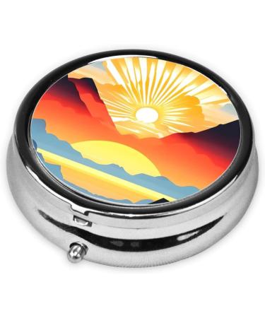 Bright Sunrisers Round Pill Box - 3 Compartment Organizer | Portable Travel Pill Box for Easy Medication Management - Buy Online on GoSupps.com