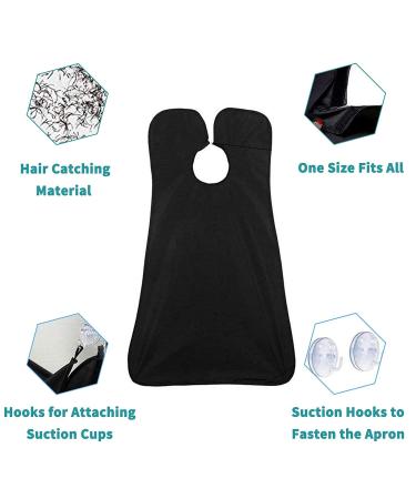 Leaflai Beard Apron & Non-Stick Hair Catcher with Suction Cups - Black | Waterproof Cape Grooming Set for Men, Ideal Christmas Gift - Buy Online on GoSupps.com