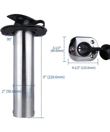 Hoffen 2Pcs Stainless Steel Fishing Rod Holder - Flush Mount 15/30/90 Degree with PVC Cap and Gasket - Buy Online on GoSupps.com