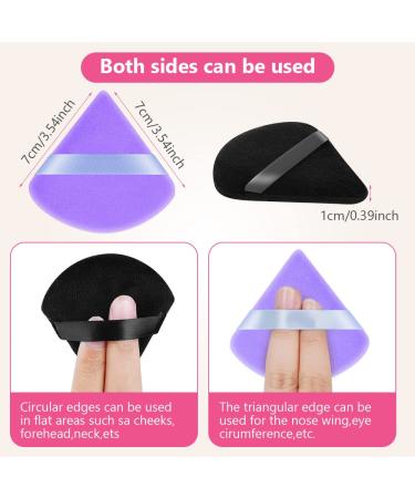 Auauy 6 PCS Triangle Makeup Powder Puffs - Washable & Reusable Blend Tool for Loose Powder & Foundation - Black & Violet Sponges - Buy Online on GoSupps.com