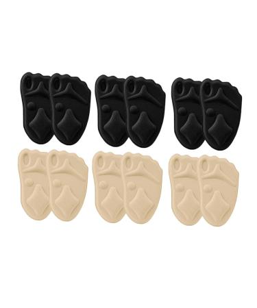 6pairs Sponge Forefoot Pad Sponge of Foot Cushion Ball of Foot Pads Forefoot Cushions Gel Foot Pain Shoe Inserts Orthotic Insoles Mesh Stretch Fabric High Heels Front Pad