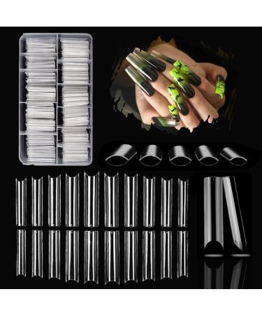 480 Pcs Straight Square Nail Tips Half Cover C Curve Nail Tips Acrylic Nails Tips Long Square Nail Tips Clear Nail Extension Tips Gel Tips for Acrylic Nails Set Square-half-clear